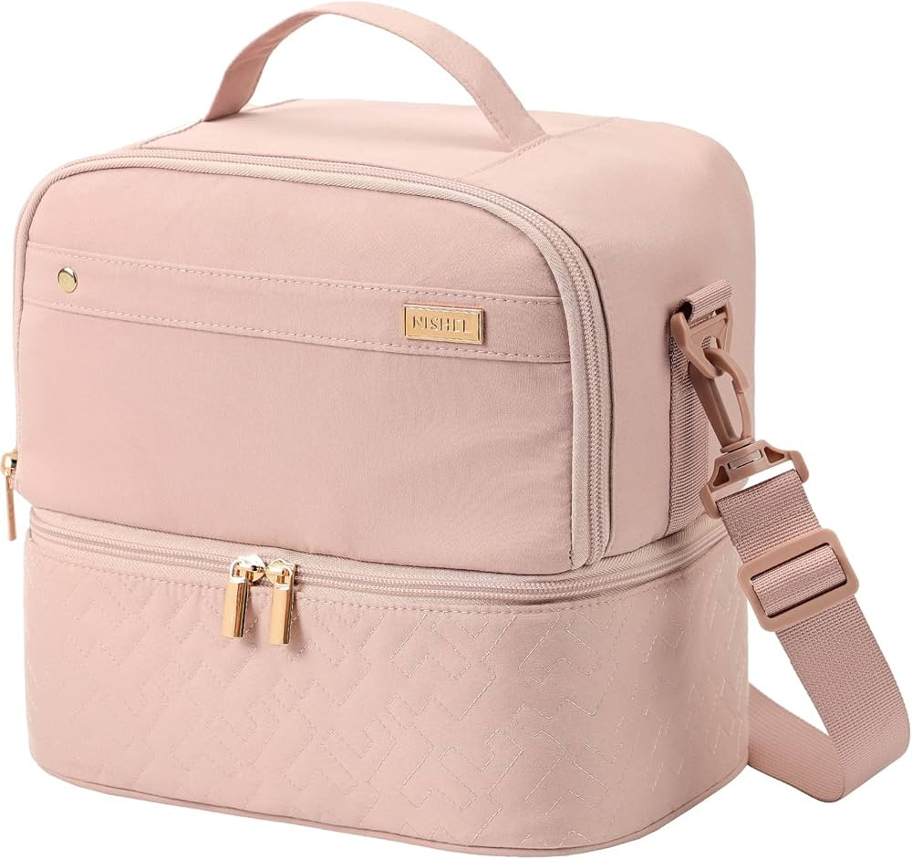 NISHEL Lunch Bag for Women, Insulated Two Separate Compartments Lunch Box with Adjustable Shoulde... | Amazon (US)