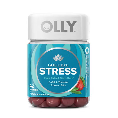 OLLY Goodbye Stress Gummies with GABA, L-Theanine & Lemon Balm - Berry Verbena - 42ct: Gluten-Free, 100mg L-Theanine Per Serving | Target