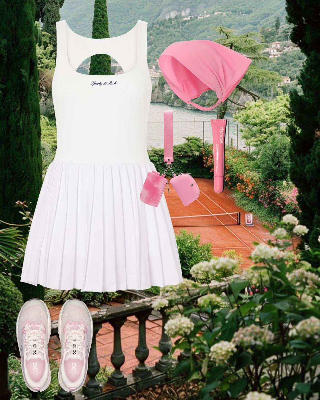 Country Club Tenniscore Outfit | Sporty & Rich Pleated Tennis Dress, On Running Sneakers & Pink Accessories 

 #LTKootd #LTKfitnessgoals #LTKActive
