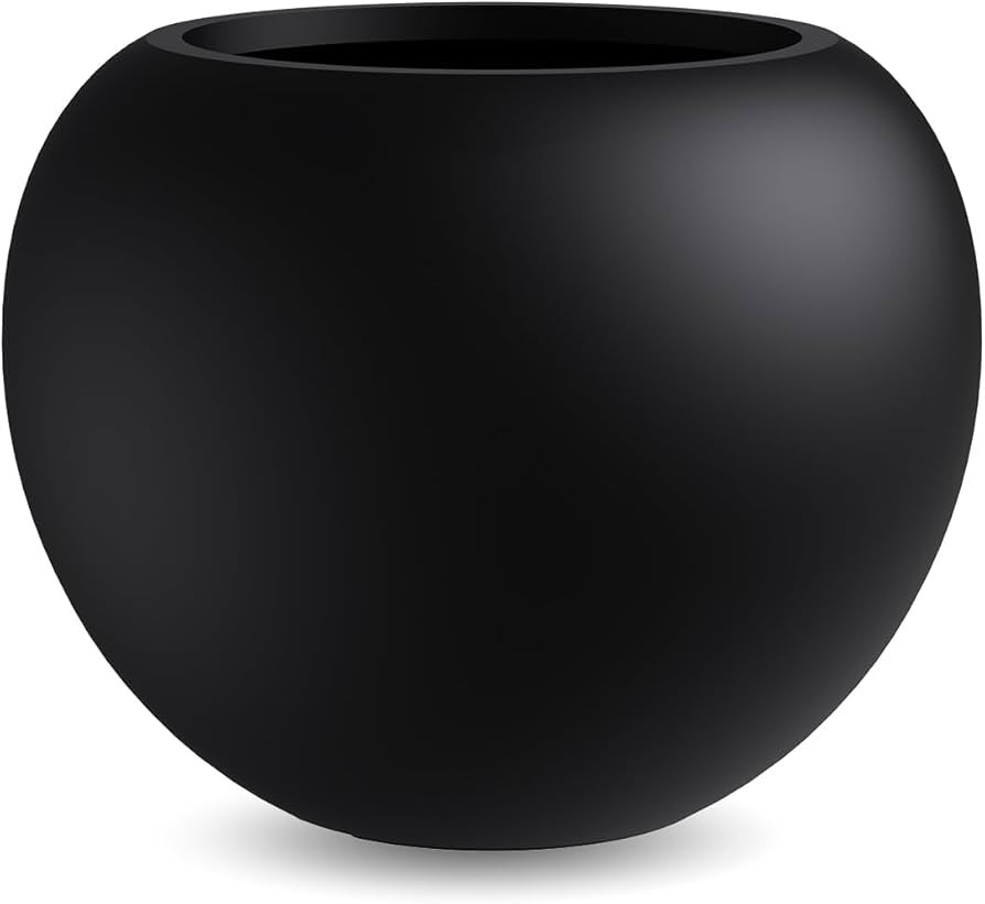 13.5 H x 17" Dia (12" Pot Opening) Round Fiberstone Planter with Drainage Hole, Durable Garden Fl... | Amazon (US)