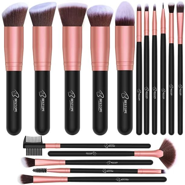 BESTOPE Makeup Brushes Kit 16 PCs Makeup Brush Set Premium Synthetic Concealers Foundation Brush ... | Walmart (US)
