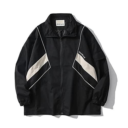 Sumleno Y2k Jacket for Women Zip Up Bomber Jacket Y2k Clothing Racing Varsity Jacket Oversized Color Block Jacket Unisex (A Black,M) | Amazon (US)