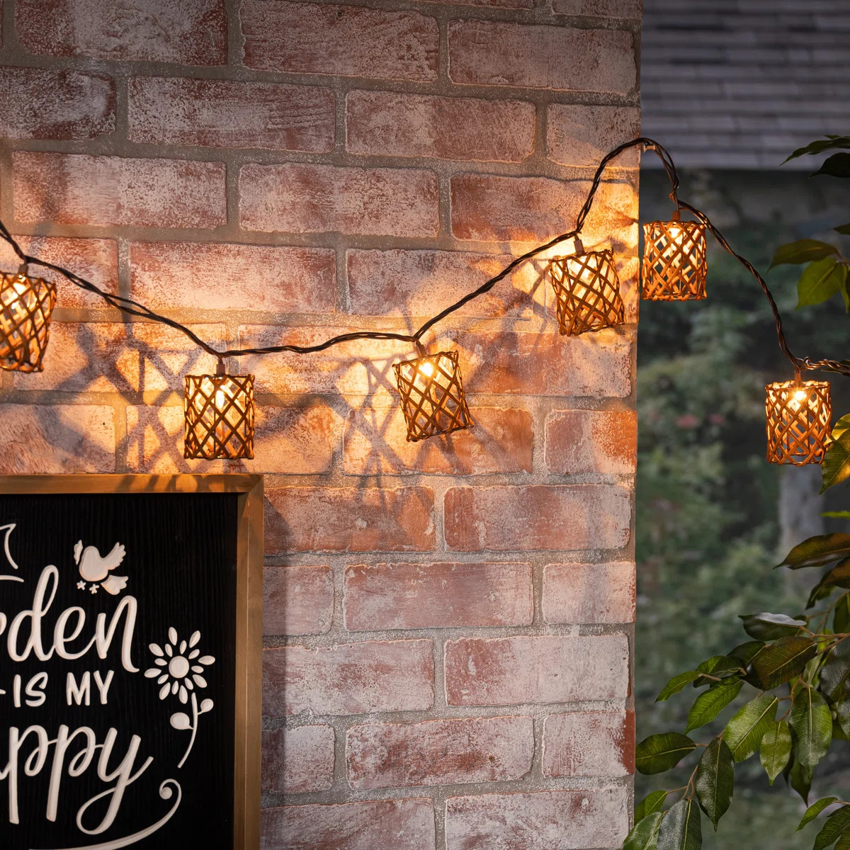 Decorative 10-Count Brown Rattan Weave String Lights \u2013 6-Foot Indoor/Outdoor Festive Lightin... | Wayfair North America