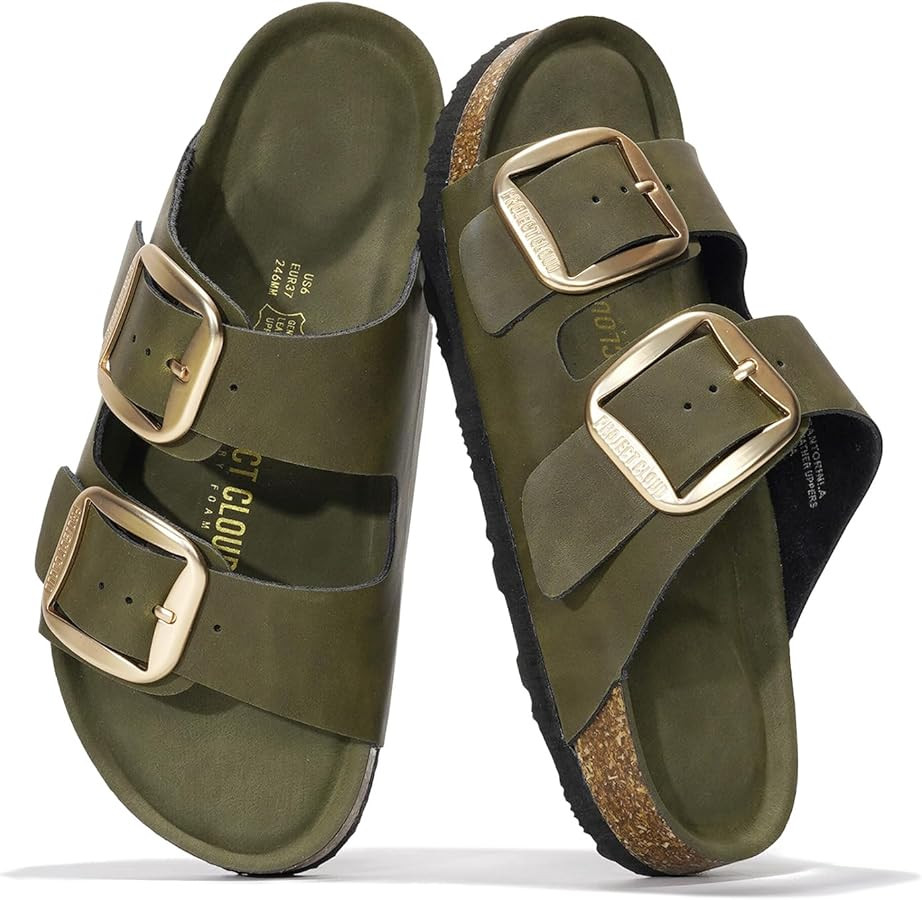 Project Cloud 100% Genuine Leather Flat Sandals for Women 2026 Comfortable Beach Essentials Women... | Amazon (US)