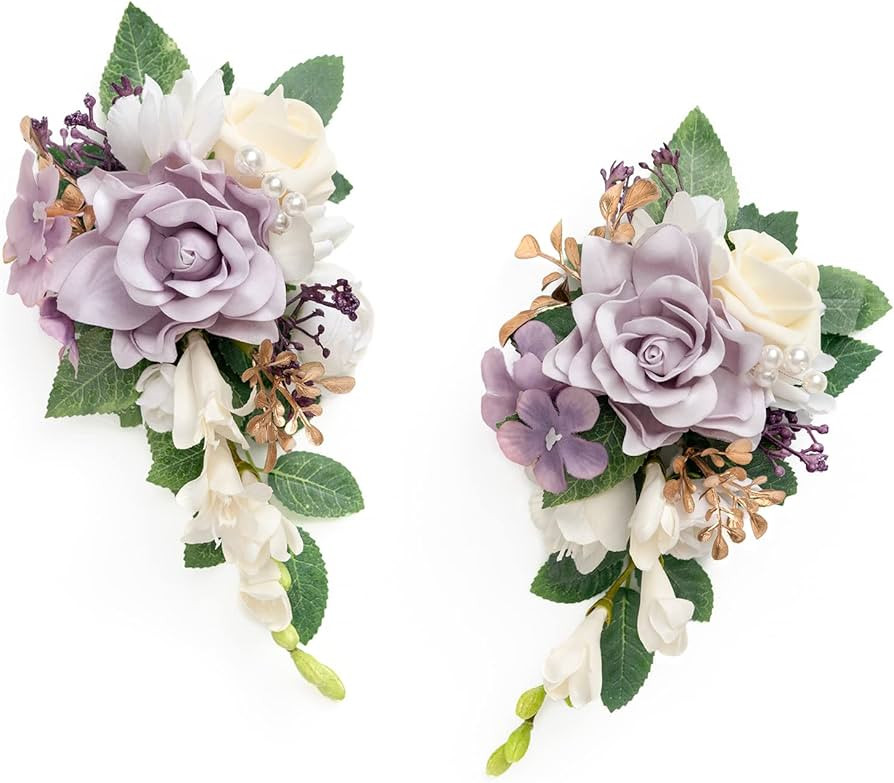 Ling's Moment Lilac & Cream Floral Shoulder Corsages, Mother of The Bride Corsage, Set of 2, for ... | Amazon (US)
