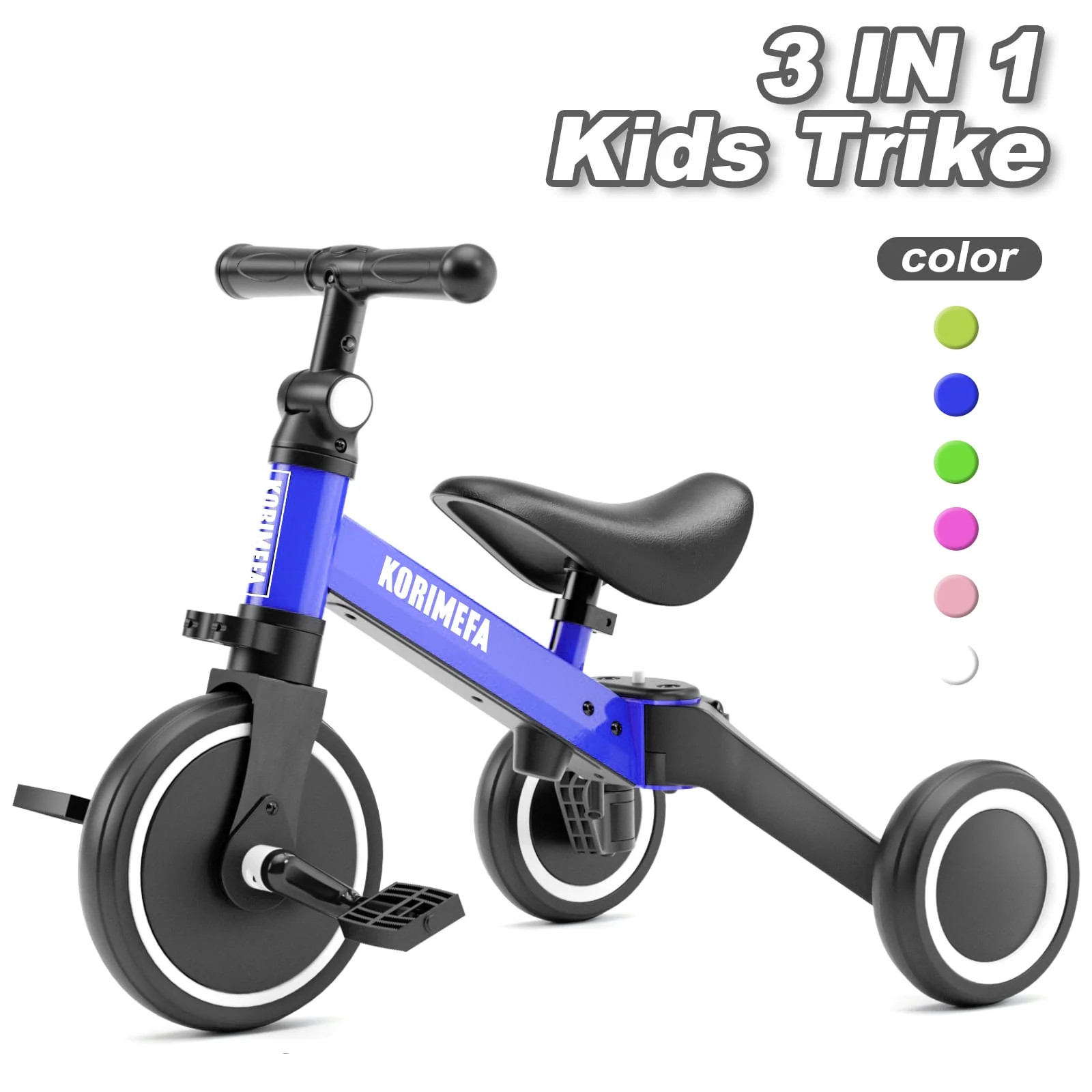 KORIMEFA 3 in 1 Kids Tricycle for 1-4 year olds, Toddler Bike Kids Trike for Balance Training, Ba... | Walmart (US)