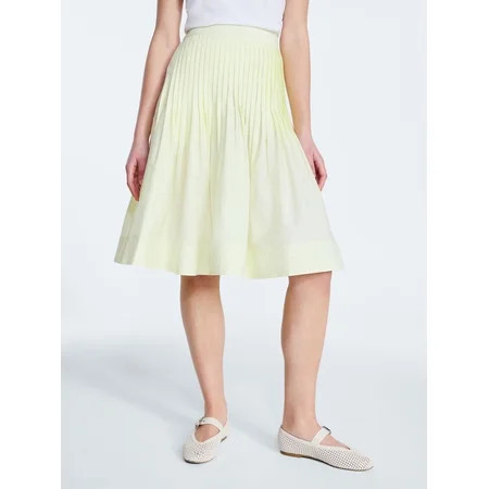 Free Assembly Women's Pintuck Knee Length Skirt, Sizes XS-XXL | Walmart (US)