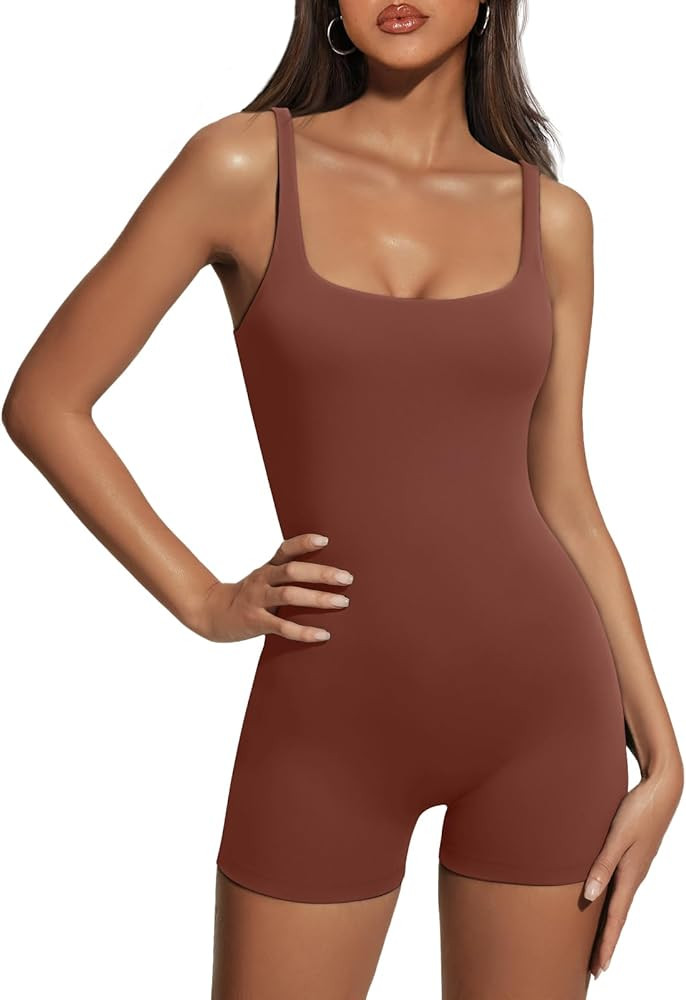 AUTOMET Womens Jumpsuits Shorts Rompers One Piece Bodysuits Yoga Sleeveless Backless Seamless Bod... | Amazon (US)