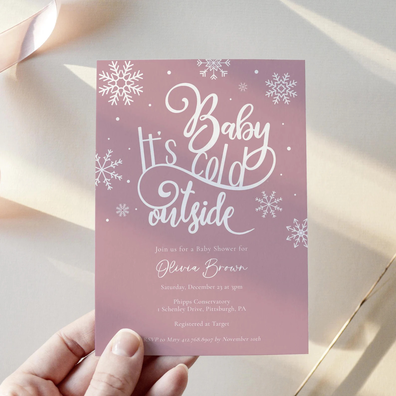 Baby It's Cold Outside Baby Shower Invitation | Winter Wonderland Pink Girl Baby Shower Template ... | Etsy (US)