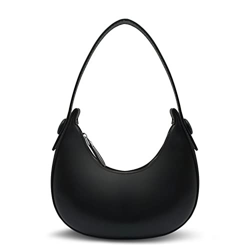 Saddle Bag Black Shoulder Bag For Women,Mini Purse Crescent Bag Black Retro Classic Purse For Girl，Clutch Shoulder Tote Handbag With Zipper | Amazon (US)