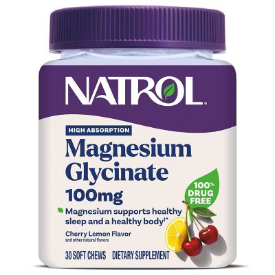 Natrol High Absorption Magnesium Glycinate 100mg Soft Chews for Healthy Sleep and Body - Cherry Lemon - 30ct | Target