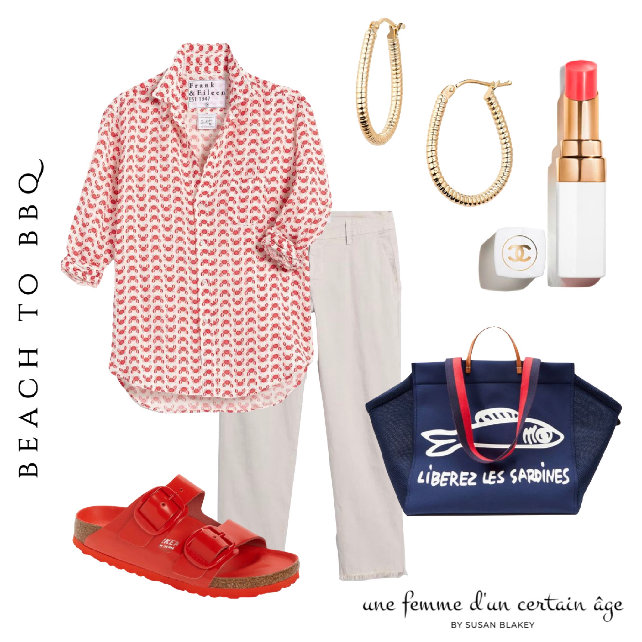 Fresh finds for your summer wardrobe in red, white & blue. Casual outfit idea with linen shirt, red Birkenstock sandals  

#LTKstyletip #LTKSeasonal