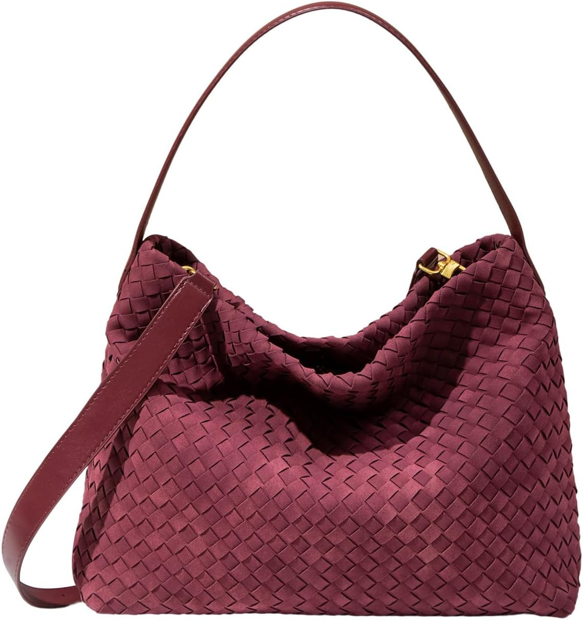 Faux Suede Woven Tote Bag for Women, Large Hobo Shoulder Purse | Amazon (US)