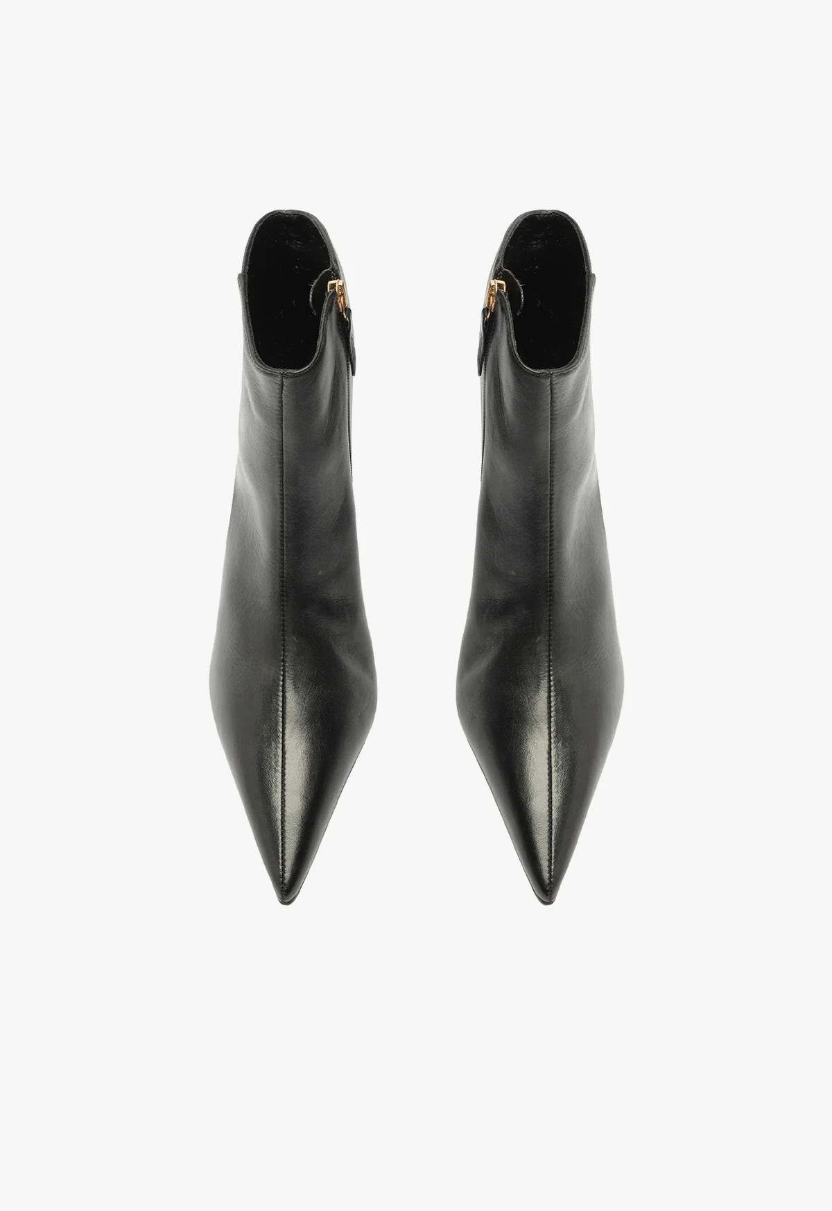 Mikki Mid Pointed Toe Stiletto Ankle Bootie | Black Leather | Schutz (US)