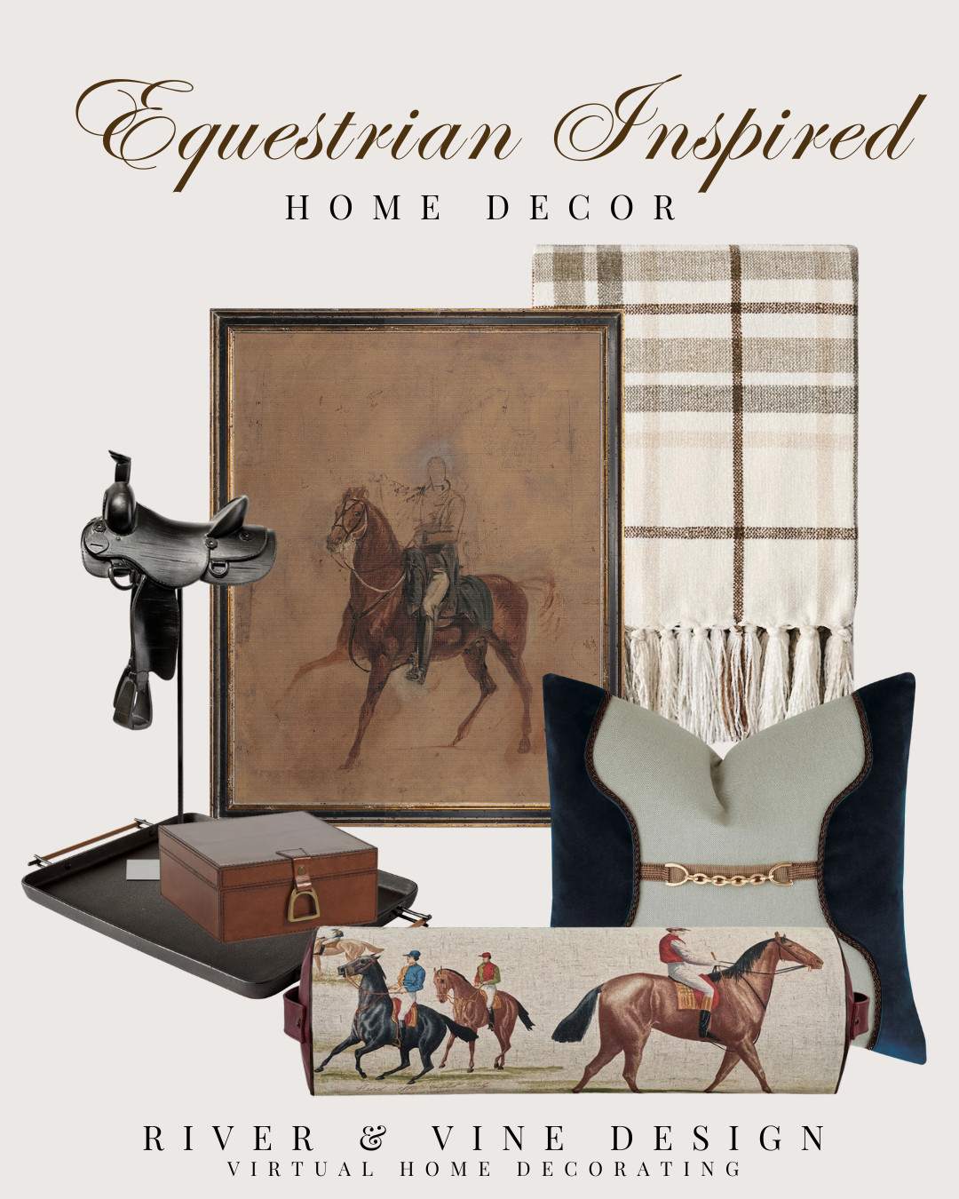 The formula is simple: rich paint colors, warm leather, classic plaids, vintage-inspired artwork, brass accents, and plenty of texture. These are the pieces I reach for when creating a timeless equestrian-inspired space that feels sophisticated, layered, and lived in—not overly themed.

Disclosure: I may earn a small commission from purchases made through my links, at no additional cost to you.

#LTKHome
