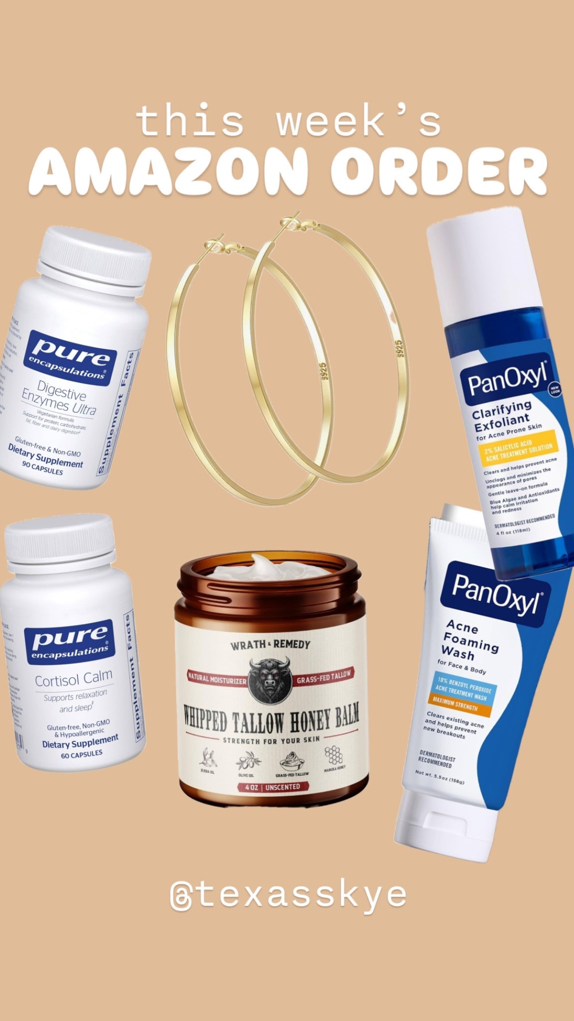 This weeks Amazon order: supplements, gold hoops because mine BROKE IN THE WASH, beef tallow because all the crunchy girlies are trying it and acne washes for acne 🤪

Amazon finds
Gut health
Lower cortisol 
Health 


#LTKFindsUnder100 #LTKFindsUnder50 #LTKBeauty