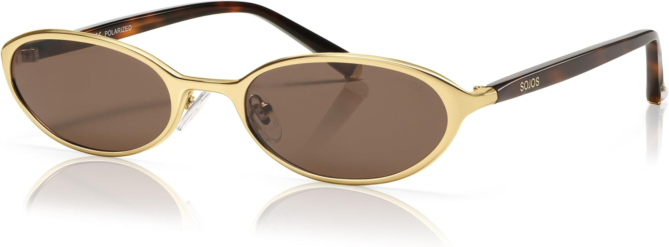 SOJOS Oval Polarized Sunglasses Women Metal Frame Pearl Temple Acetate Legs UV400 Retro Vintage S... | Amazon (US)