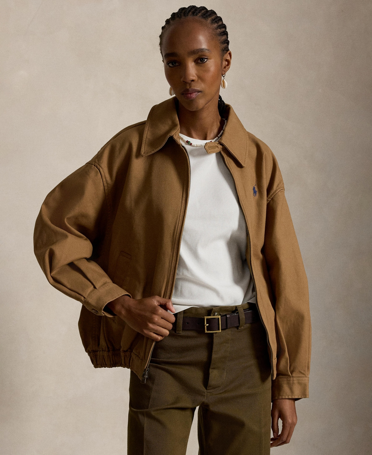 Polo Ralph Lauren Women's Long-Sleeve Bomber Jacket - Tan | Macy's