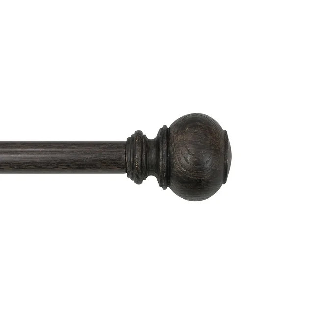 Better Homes & Gardens 1" Fauxwood Knob Single Curtain Rod Tobacco Oak Wood 42-120" | Walmart (US)