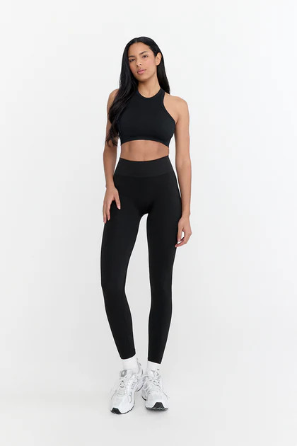 SCULPT SEAMLESS RIBBED HIGH WAISTED LEGGING - BLACK MARL | TALA (UK)