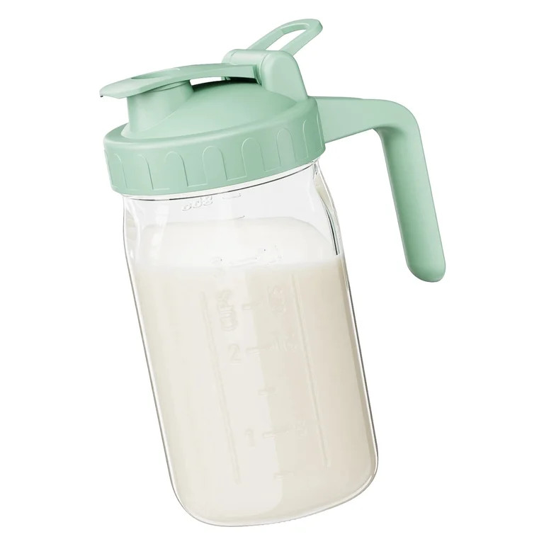 G GOSCHE(4.7)|89 GOSCHE Breast Milk Pitcher,Wide Mouth Glass Mason Jar Pitcher with Green Flip Ca... | Walmart (US)