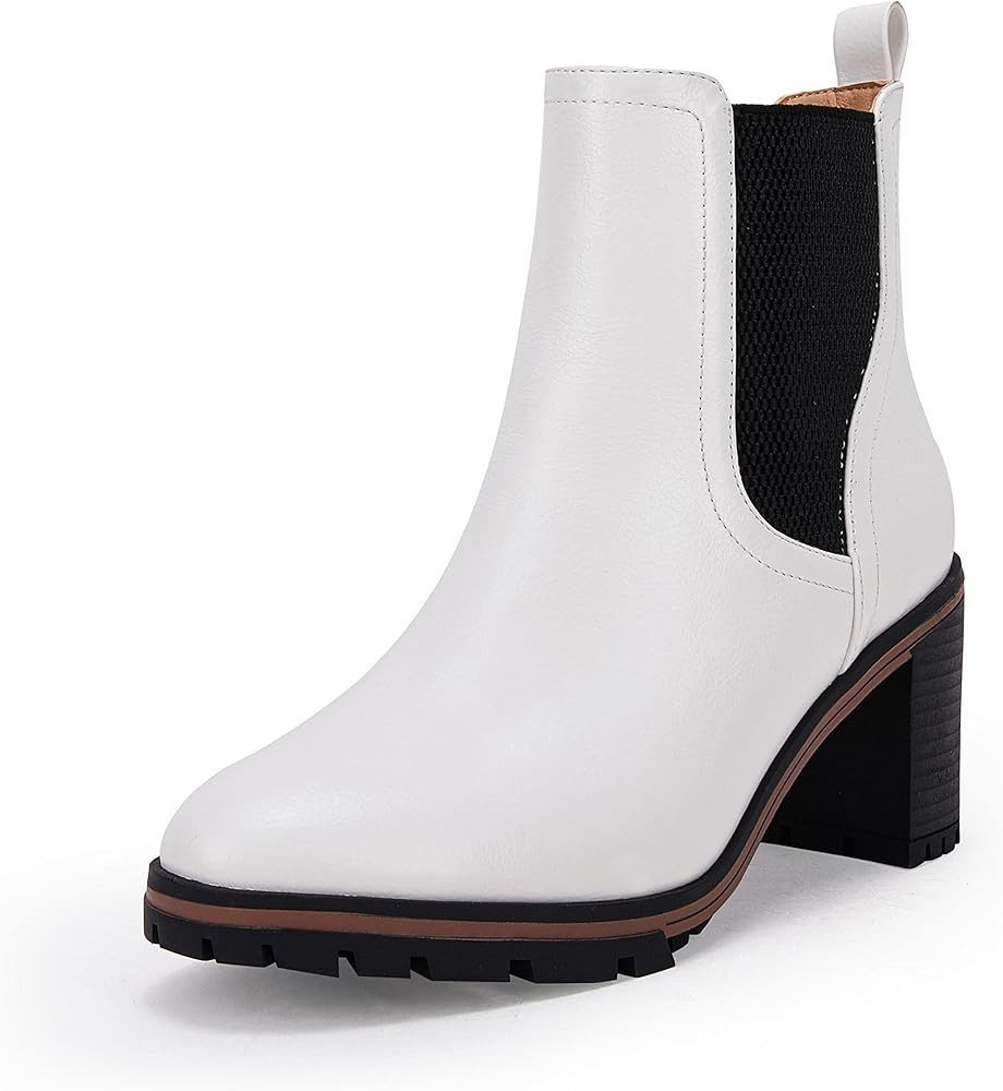 PiePieBuy Womens Lug Sole Platform Ankle Boots Elastic Chunky Stacked Heel Booties Chelsea Combat... | Amazon (US)