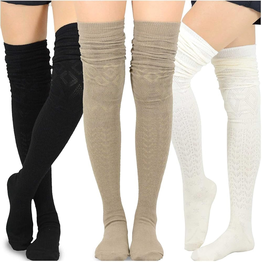 Fashionable Cotton Slouchy Boot Socks for Women and Girls: Long Thigh Highs, Over-the-Knee Highs,... | Amazon (US)
