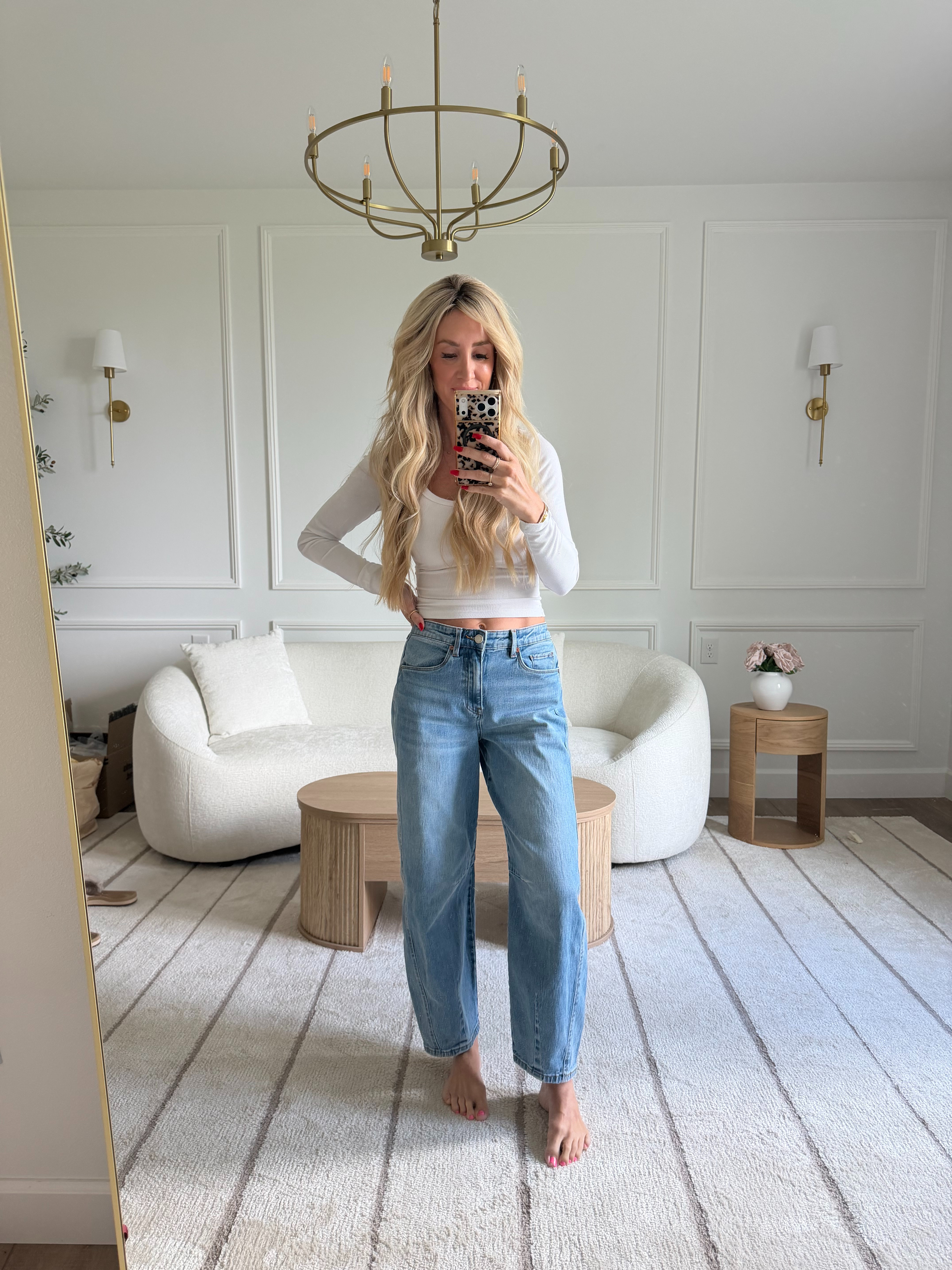 The best jeans and top for this everyday casual look!

barrel jeans, wide leg jeans, wide leg denim, wardrobe basics, white top, long sleeve tee, mom look, mom style, casual outfit, casual look, basic fashion 

 #LTKgrwm #LTKootd #LTKmomlife