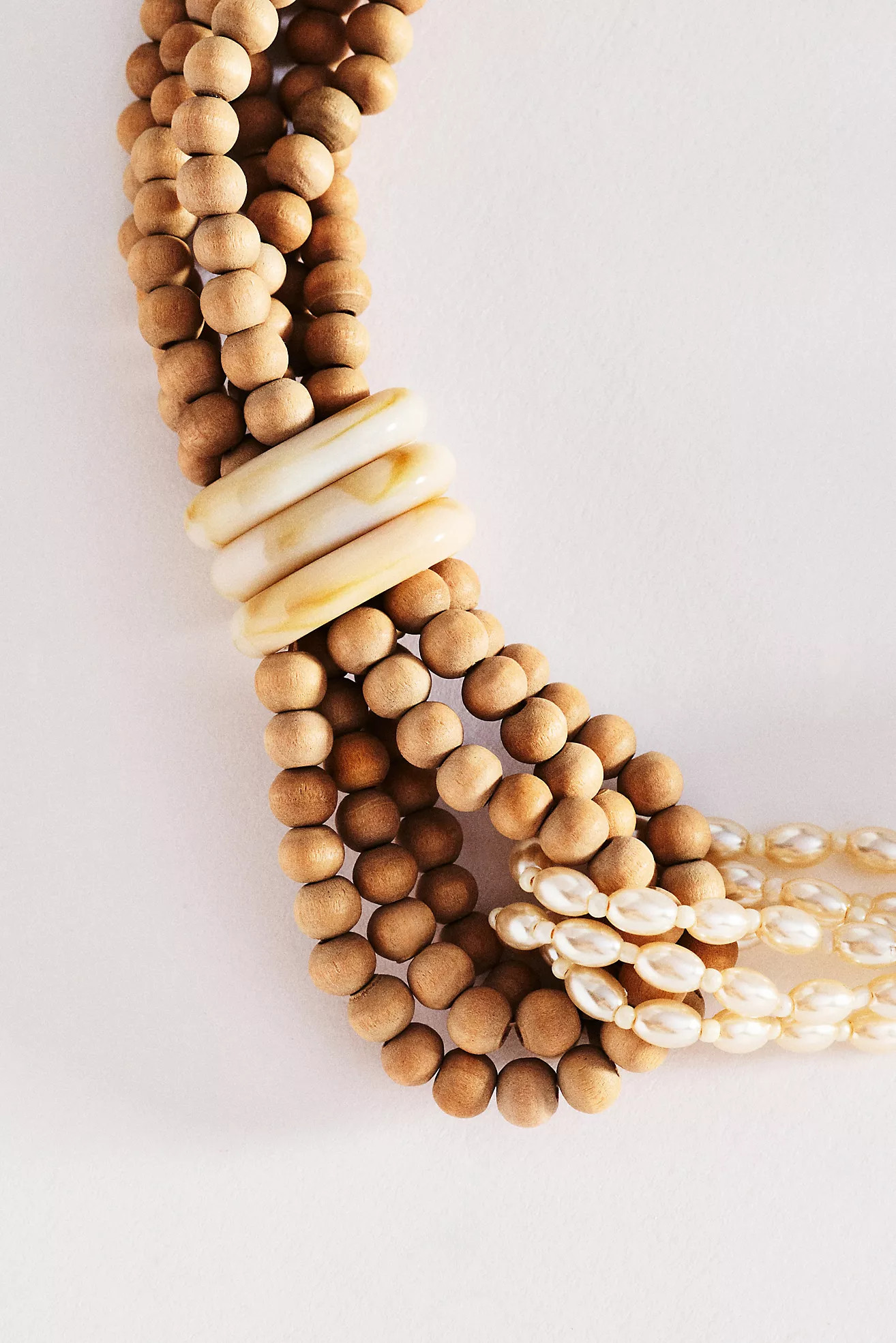 Wood Bead and Pearl Interlock Necklace | Anthropologie (US)