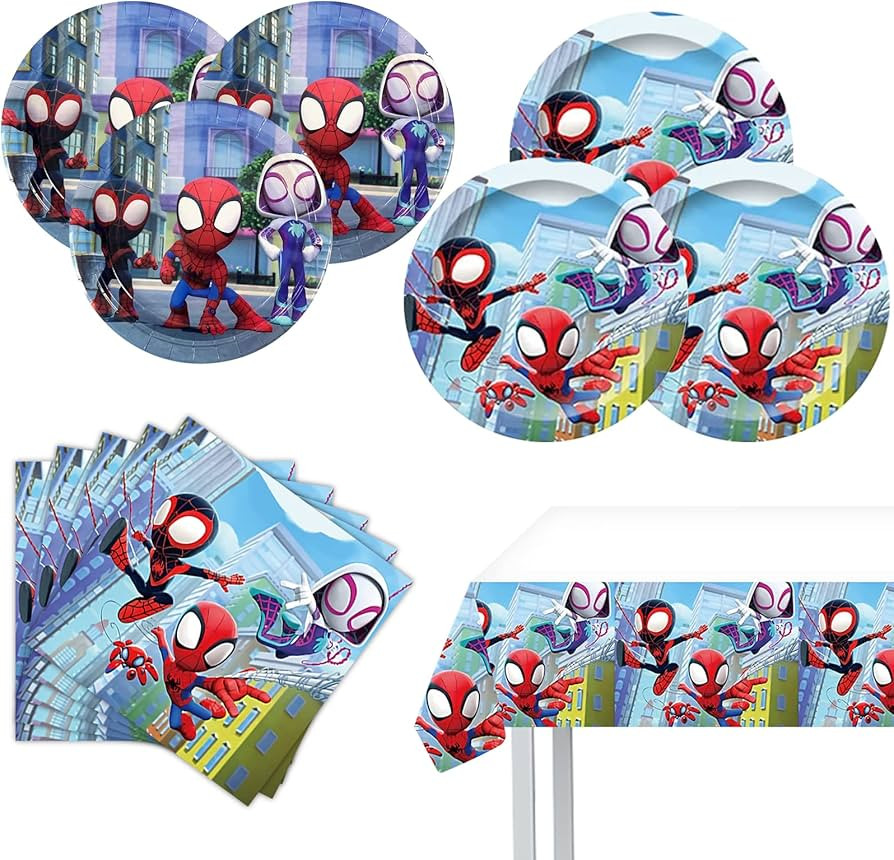 Spidey Birthday Decorations, 20 Plates, 20 Napkins and 1 Tablecover for Spidey Birthday Party Sup... | Amazon (US)