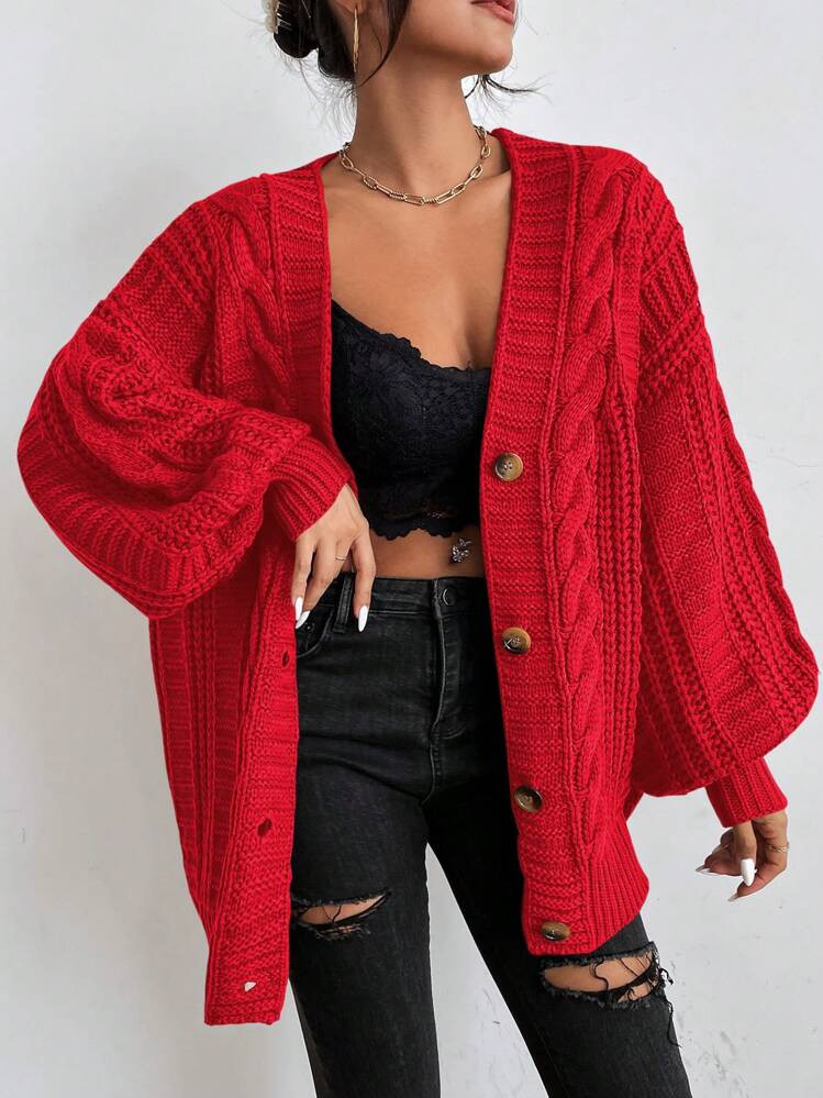 EMERY ROSE 1pc Women Plain Front Button Long Sleeve Casual Top For New Year Clothes Fall Winter Cloth For Women | SHEIN