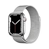 Apple Watch Series 7 GPS + Cellular, 41mm Silver Stainless Steel Case with Silver Milanese Loop | Amazon (US)