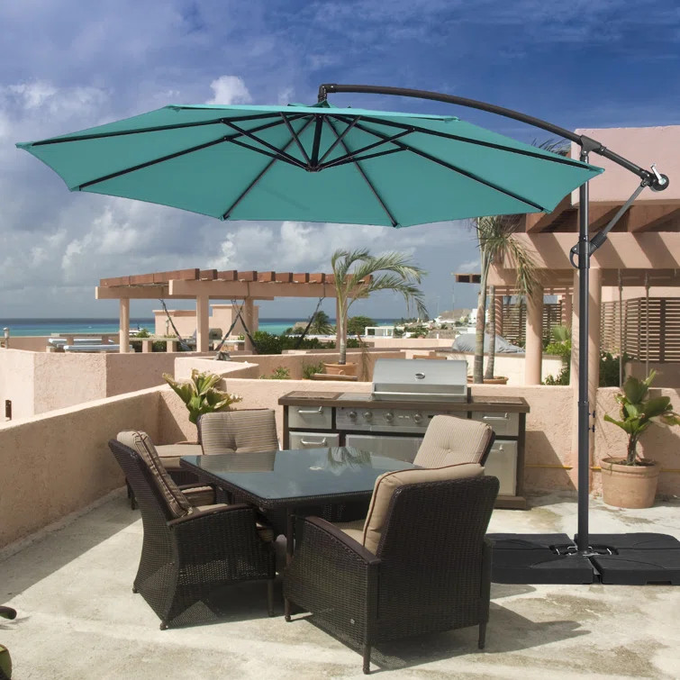 120'' Cantilever Umbrella Patio Offset Umbrellas Outdoor Hanging Market Patio Umbrella | Wayfair North America