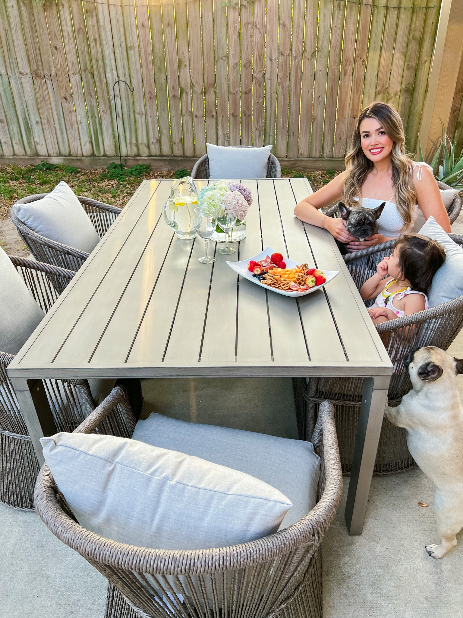 My new outdoor patio set! The cushions are sunbrella and can be easily washed and cleaned. They also withstand the heat. Dining table outdoor set - sits 6 people. 

#LTKhome #LTKSeasonal #LTKfamily