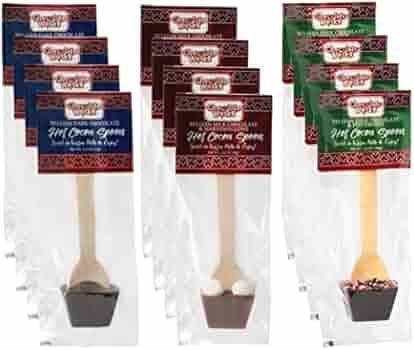 Hot Chocolate Spoons by Chocolate Works | Flavor Variety Pack - Belgian Dark Chocolate, Milk Choc... | Amazon (US)