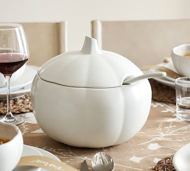 Modern Pumpkin Shaped Stoneware Tureen | Pottery Barn (US)