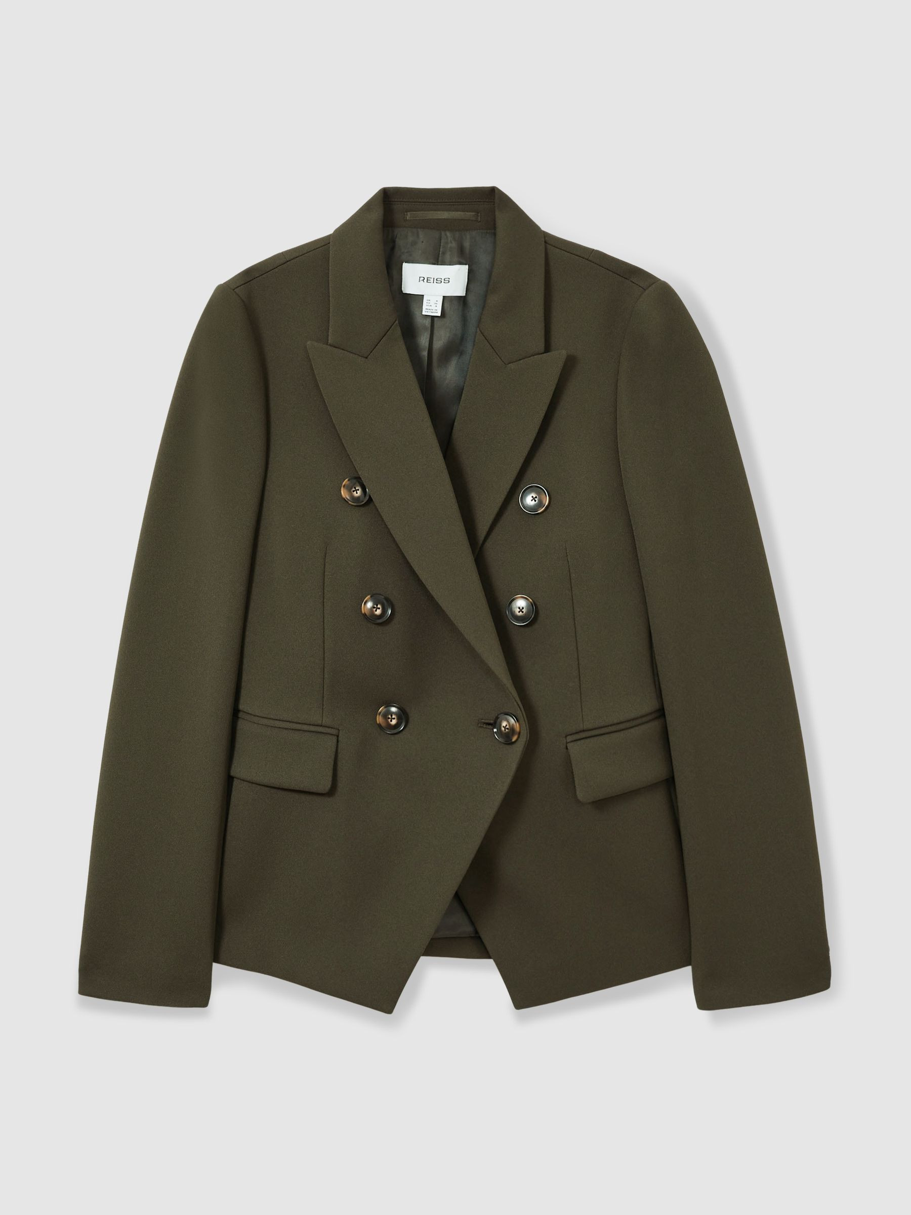 Reiss Twill Double-Breasted Blazer in Green | REISS | Reiss US