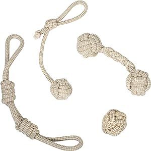 Franklin Pet Supply Natural Rope Dog Toys - 4 Pack - Play Fetch - Tug of War - Dog Teething - Pup... | Amazon (US)