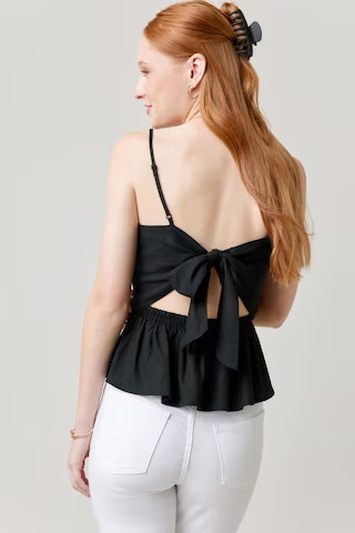 Rickie Bow Back Peplum Tank Top | Francesca's