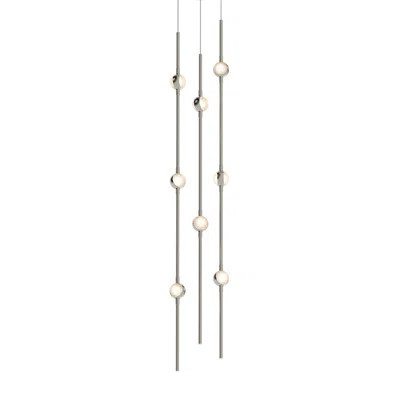 Constellation - Andromeda LED 6" Round Chandelier - Short - Satin Nickel - Clear Faceted Acrylic Lens - 3000K - 240" Cable | Perigold