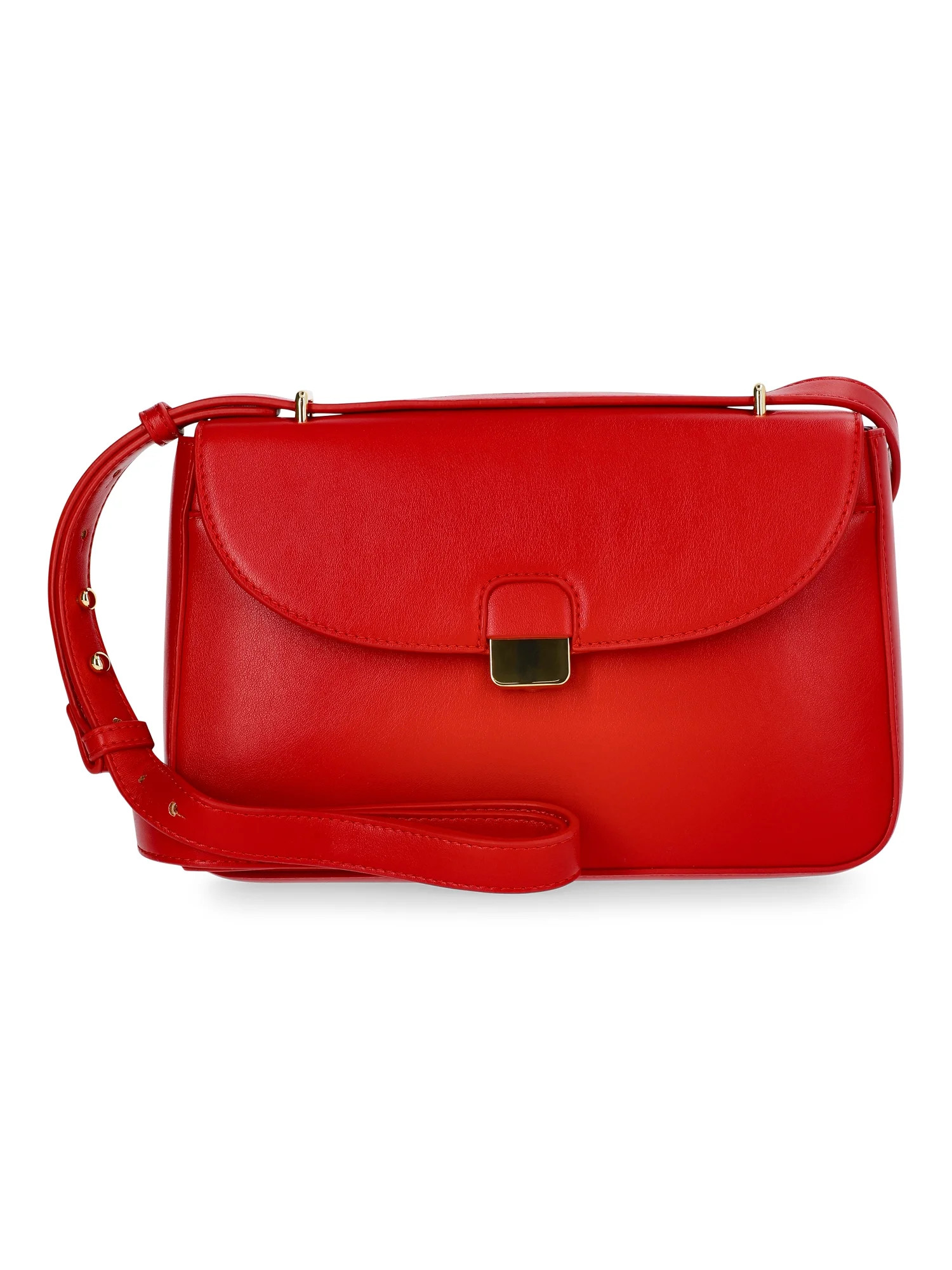 Time and Tru Women's Seraphina Faux Leather Crossbody Handbag, Red | Walmart (US)
