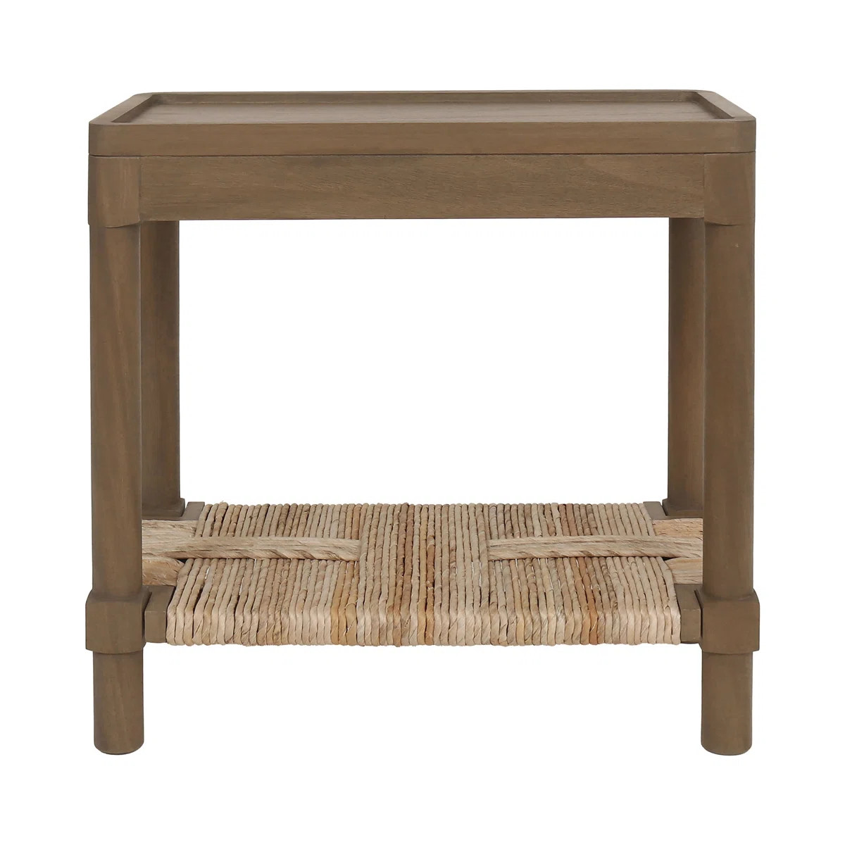 Cordel Tray Top Side Table With Rush Shelf, Chestnut Brown | Wayfair North America