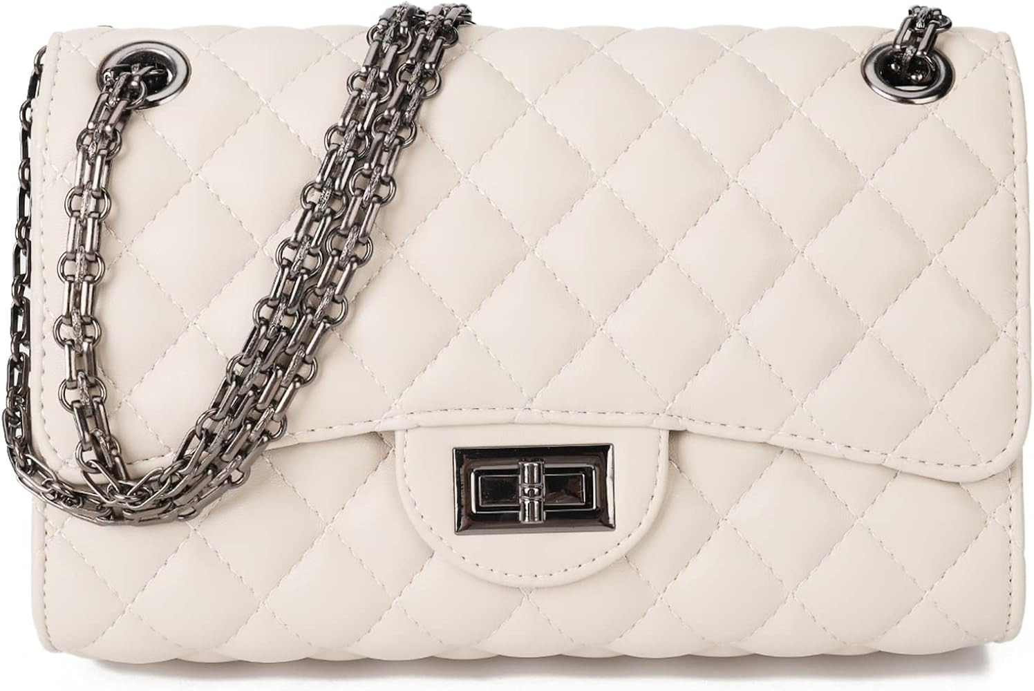 Quilted Crossbody Bags for Women Leather Ladies Shoulder Purses with Chain Strap Stylish Clutch Purs | Amazon (US)