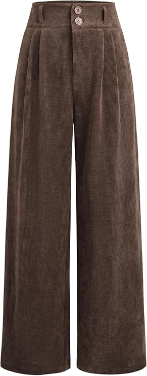 CIDER Corduroy High Waist Solid Pleated Wide Leg Trousers | Amazon (US)