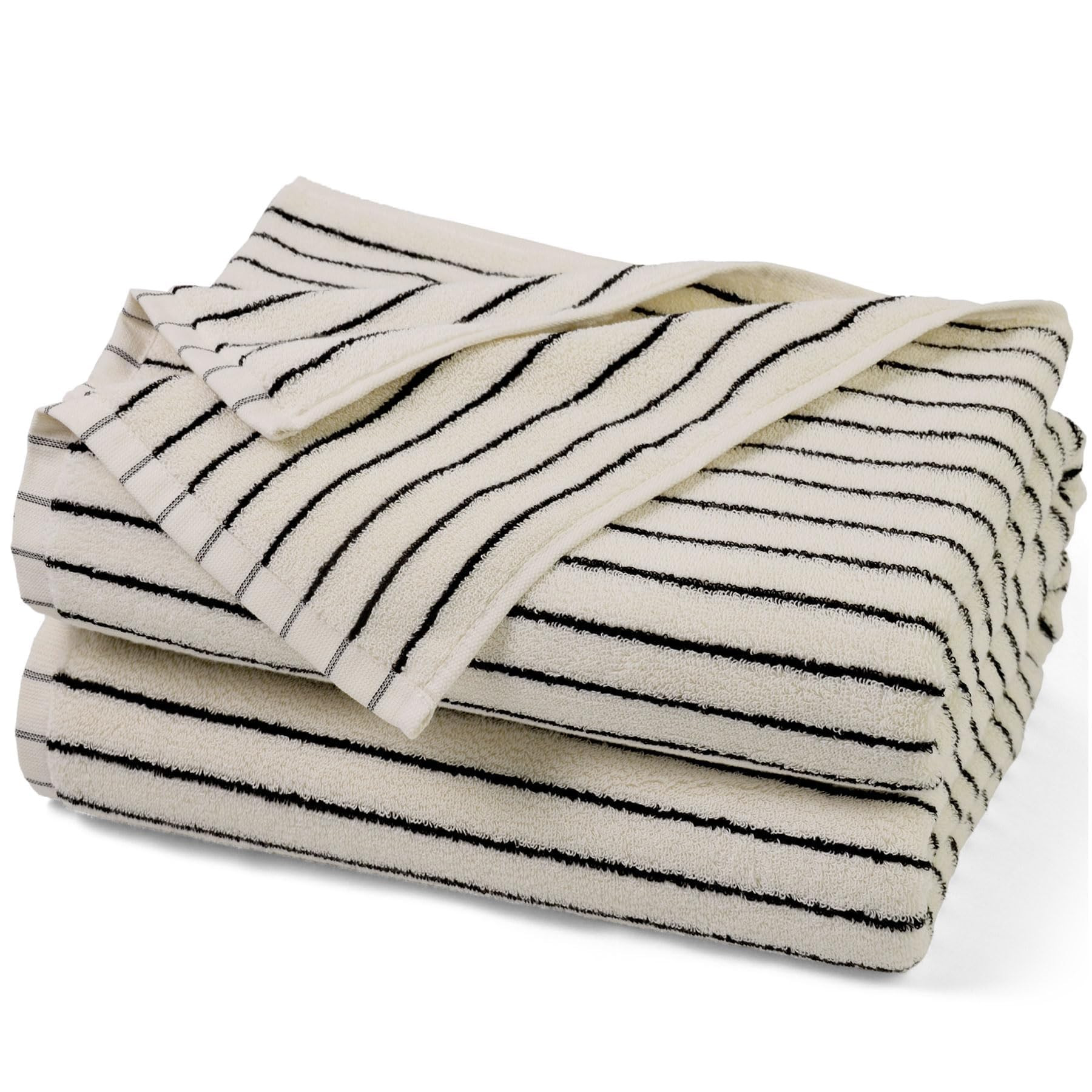 Jacquotha Black and White Striped Bath Towels Set of 2, Lighter & Quick Dry Towels Large 27.5 x 5... | Amazon (US)