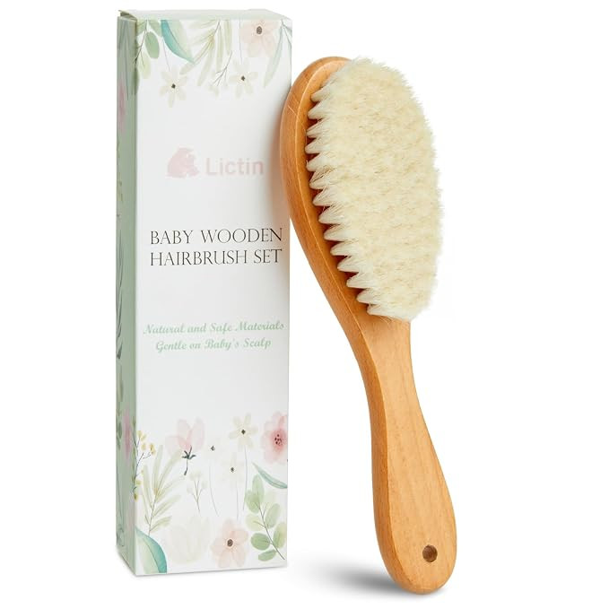 Lictin Baby Hair Brush, Natural Soft Goat Hair Brush, Newborn Cradle Cap Brush for Boys and Girls... | Amazon (US)