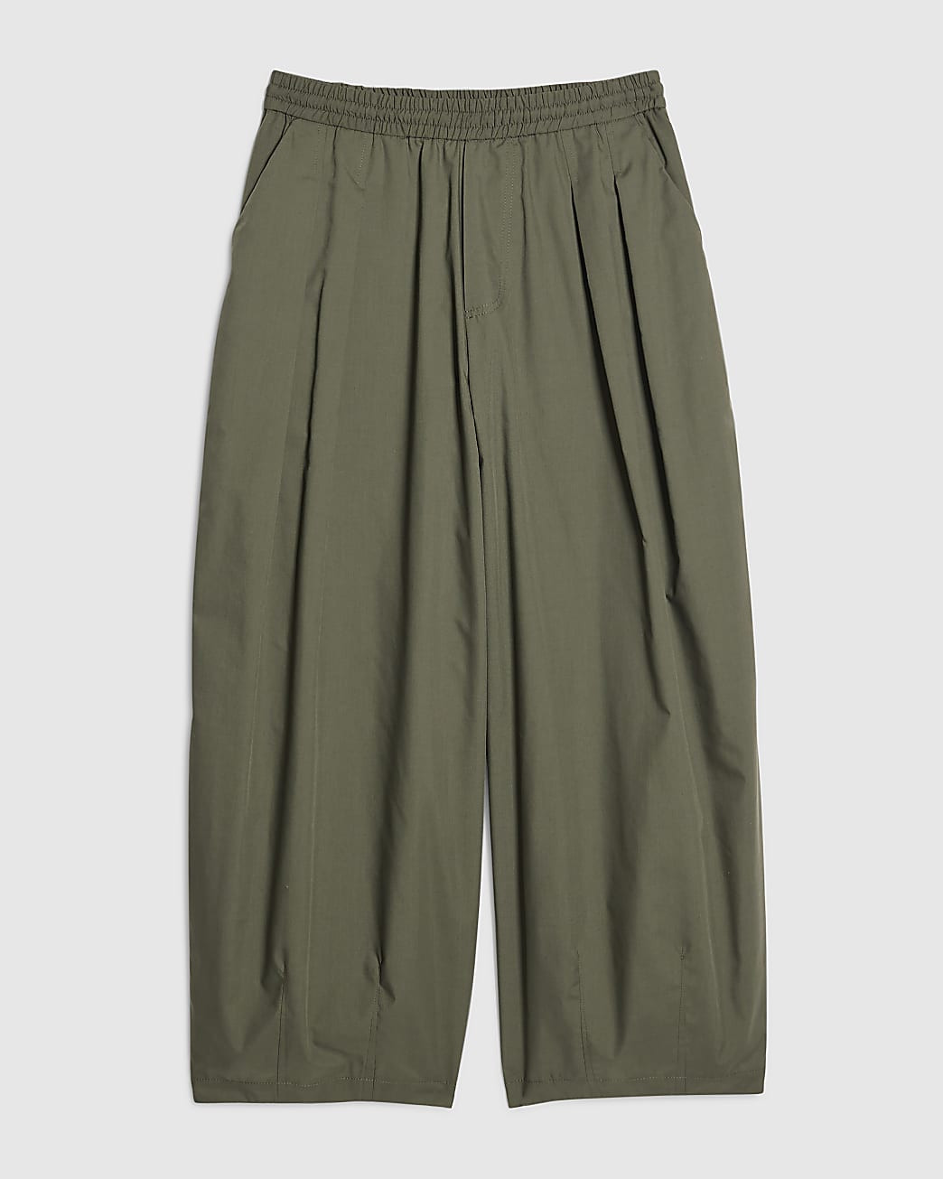 Khaki Poplin Barrel Leg Trousers | River Island UK & IE