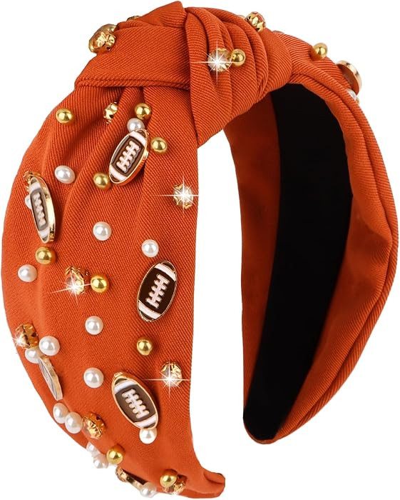 YARIEW Football Headband for Women Crystal Jeweled Knotted Headband | Amazon (US)