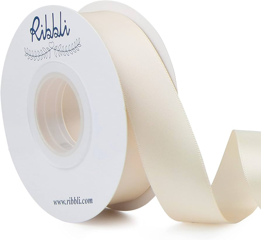 Ribbli Ivory Double Faced Satin Ribbon,1” x Continuous 25 Yards,Use for Bows Bouquet,Gift Wrapp... | Amazon (US)