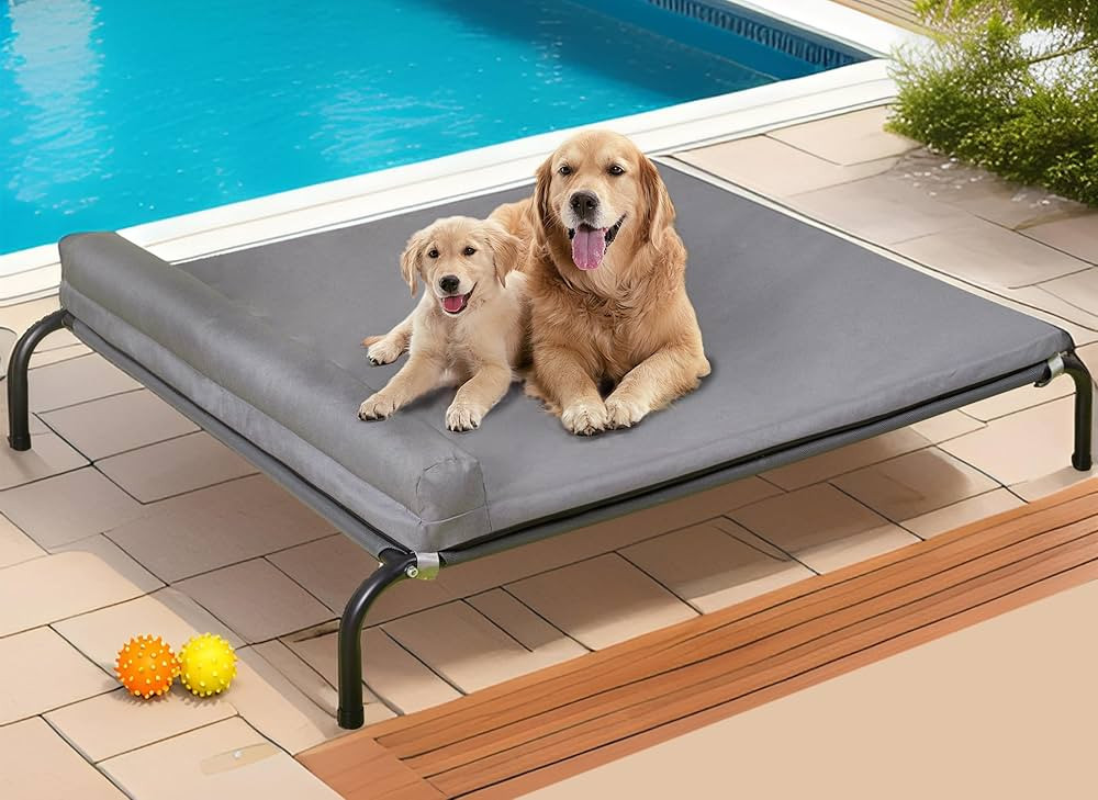 Cooling Elevated Dog Bed with Bolster- Waterproof and Washable Raised Pet Large Dog Cot for Indoo... | Amazon (US)